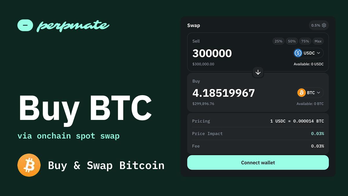 Buy Bitcoin without signup, swap USDC to BTC on a DEX