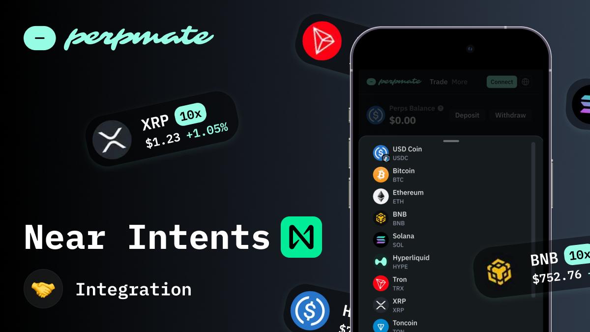 Perpmate and NEAR Intents deposit integration announcement banner