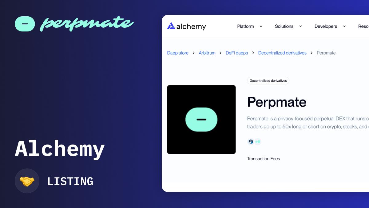 Perpmate listed on Alchemy Dapp Store