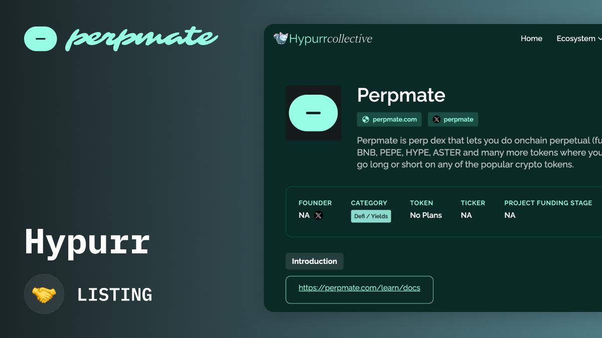 Perpmate listed on Hypurr ecosystem