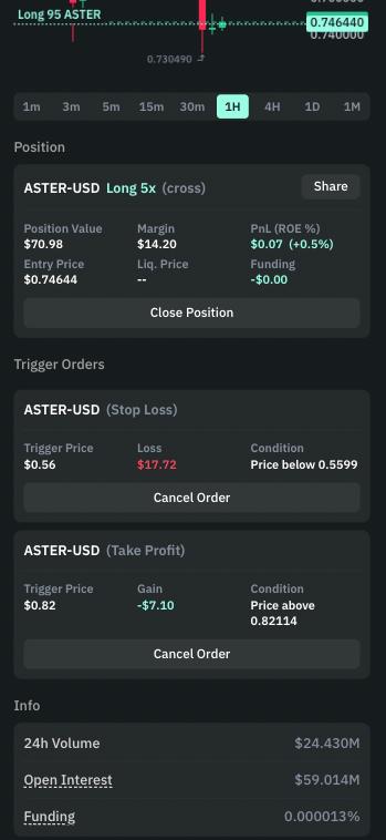Preview of take profit on opened trade