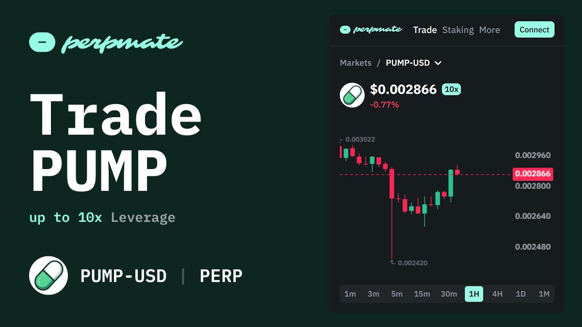 PUMP token perpetual market for Solana memecoin launchpad with price overview