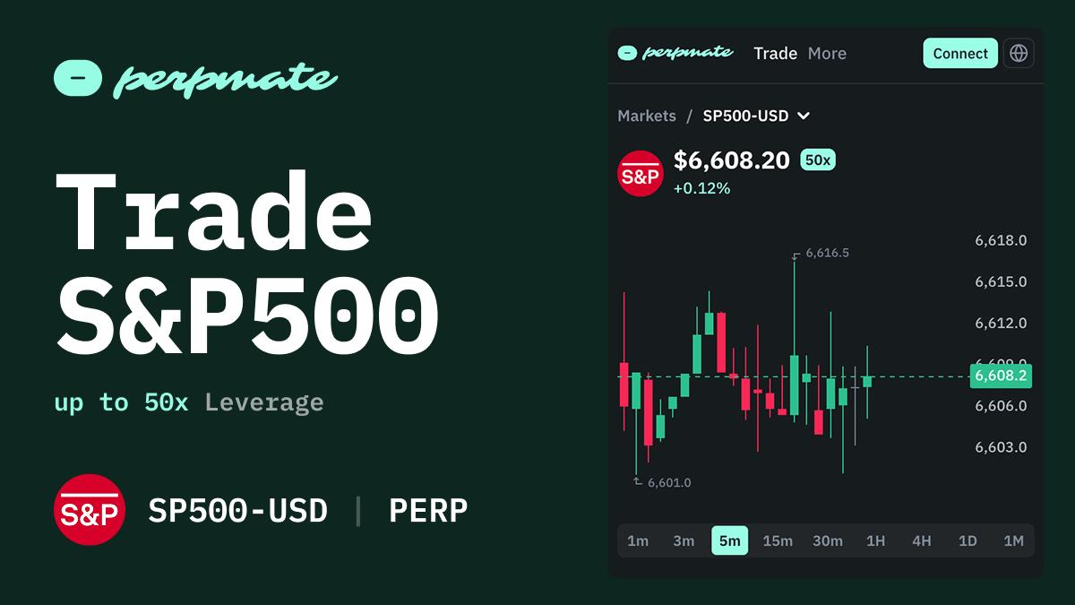 Trade S&amp;P 500 perpetuals long or short with up to 50x leverage